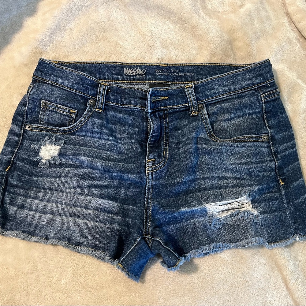 Mossimo Supply Co. Distressed Dark Blue Jean Shorts